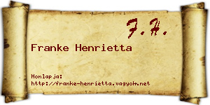 Franke Henrietta névjegykártya